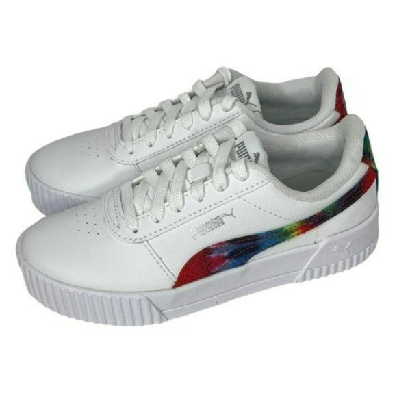 Puma White Carina Tie Dye Big Kids Soft Foam Athletic Shoes Junior Size 4C - Picture 14 of 14